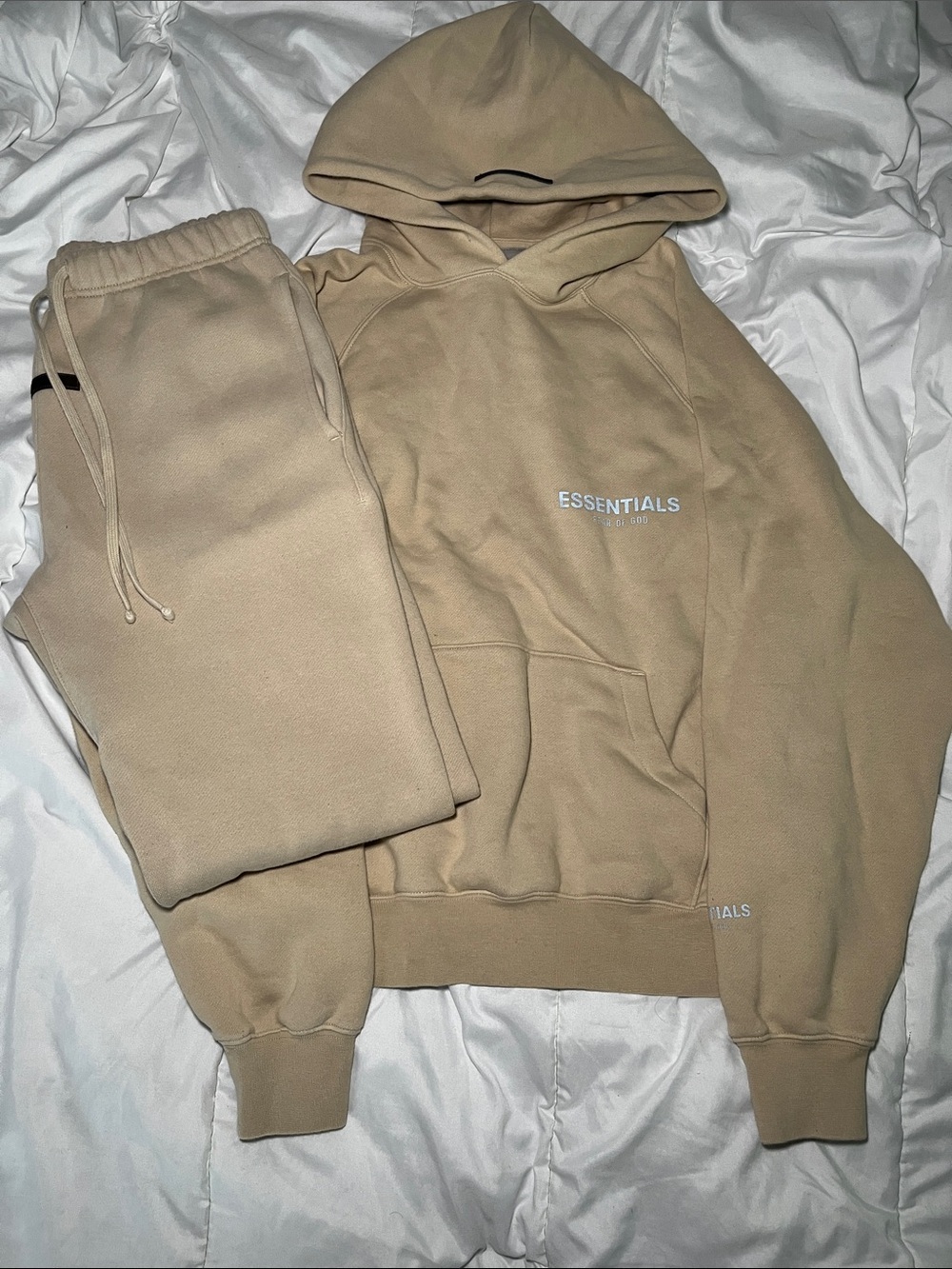 ESSENTIALS Men’s Tan Crewneck Hoodie & Sweatpants Set